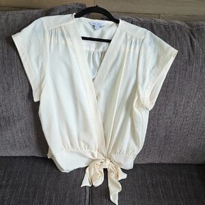 Nine West Cream Tie-Front Blouse